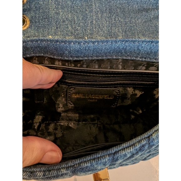 NWT Karl Lagerfeld Denim Quilted Shoulder Bag - Picture 8 of 10